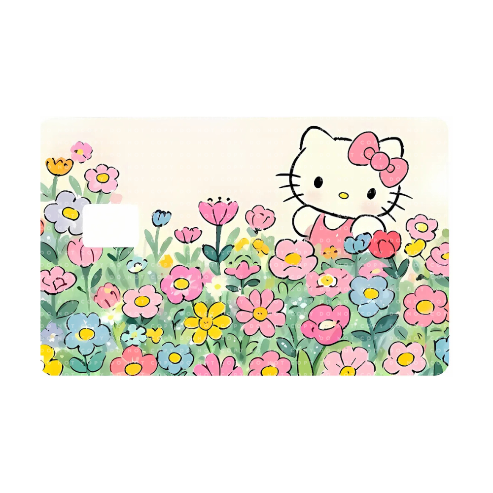 Kawaii Kitty Flower Garden Card Skin
