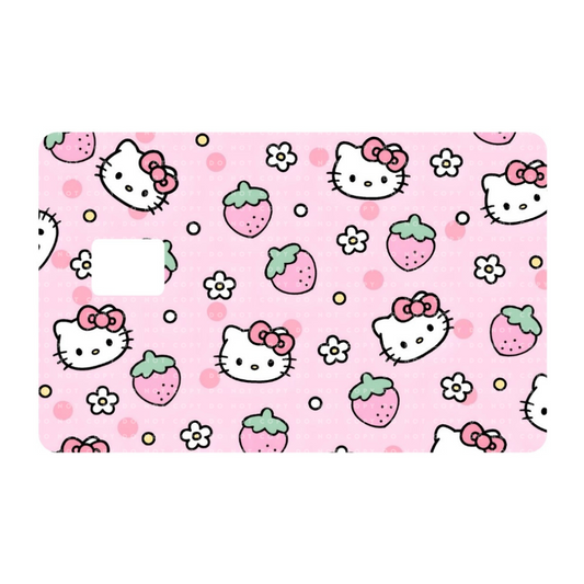 Kawaii Kitty and Strawberries Card Skin