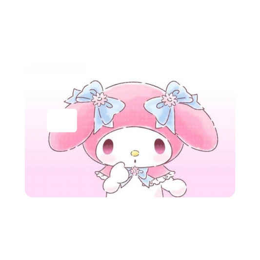 Kawaii Bunny Blue Bows Card Skin