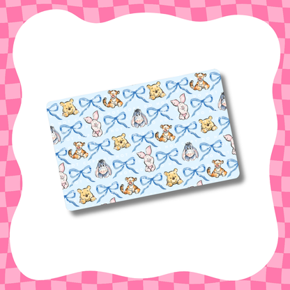 Hunny Bear Blue Bows Card Skin
