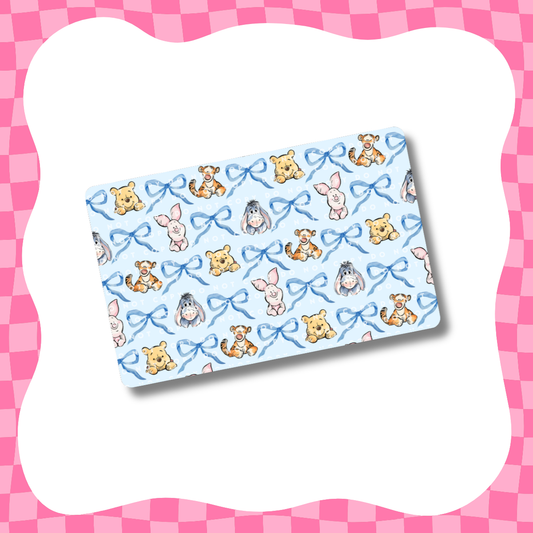 Hunny Bear Blue Bows Card Skin