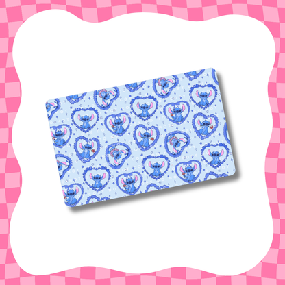 Blue Alien Ruffled Hearts Card Skin