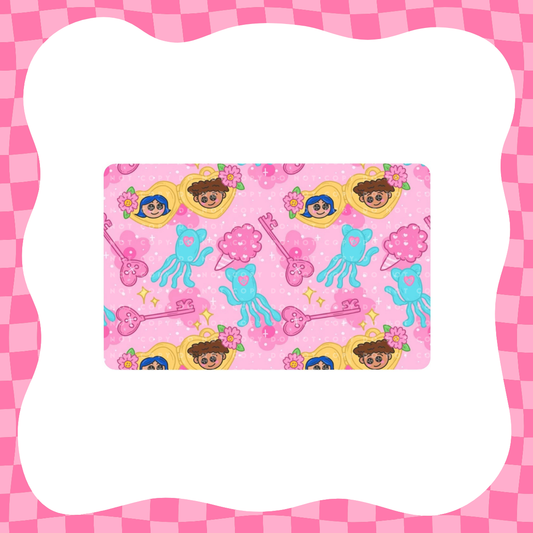Pink Button Girl & Boy Card Skin