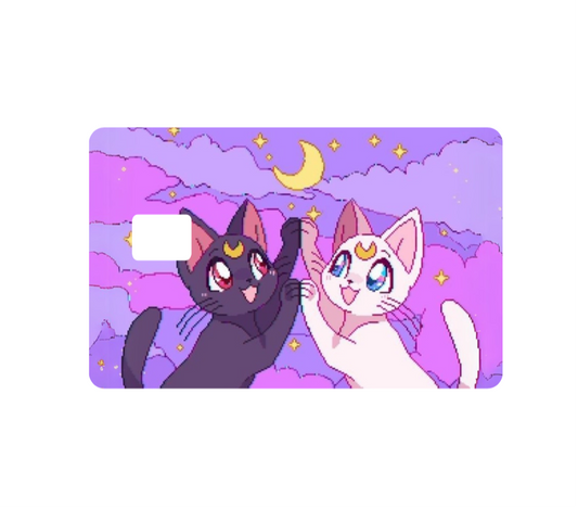 Anime Girl Cats Card Skin