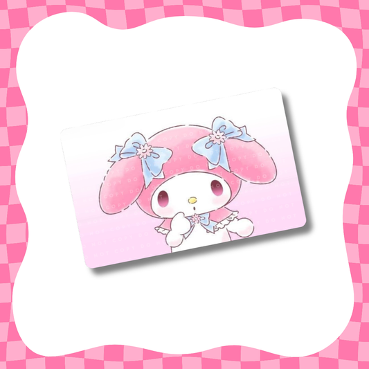 Diseño de tarjeta con lazos azules de conejito kawaii