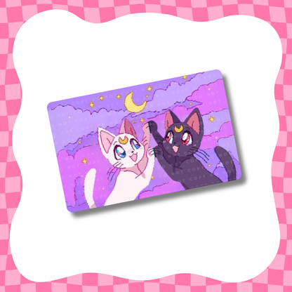 Anime Girl Cats Card Skin