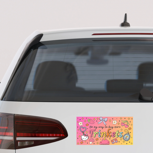 Kitty- On my way to buy more trinkets bumper sticker