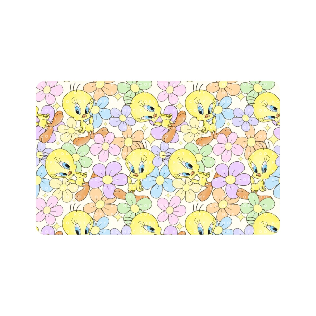 Yellow Bird Pastel Flowers Card Skin