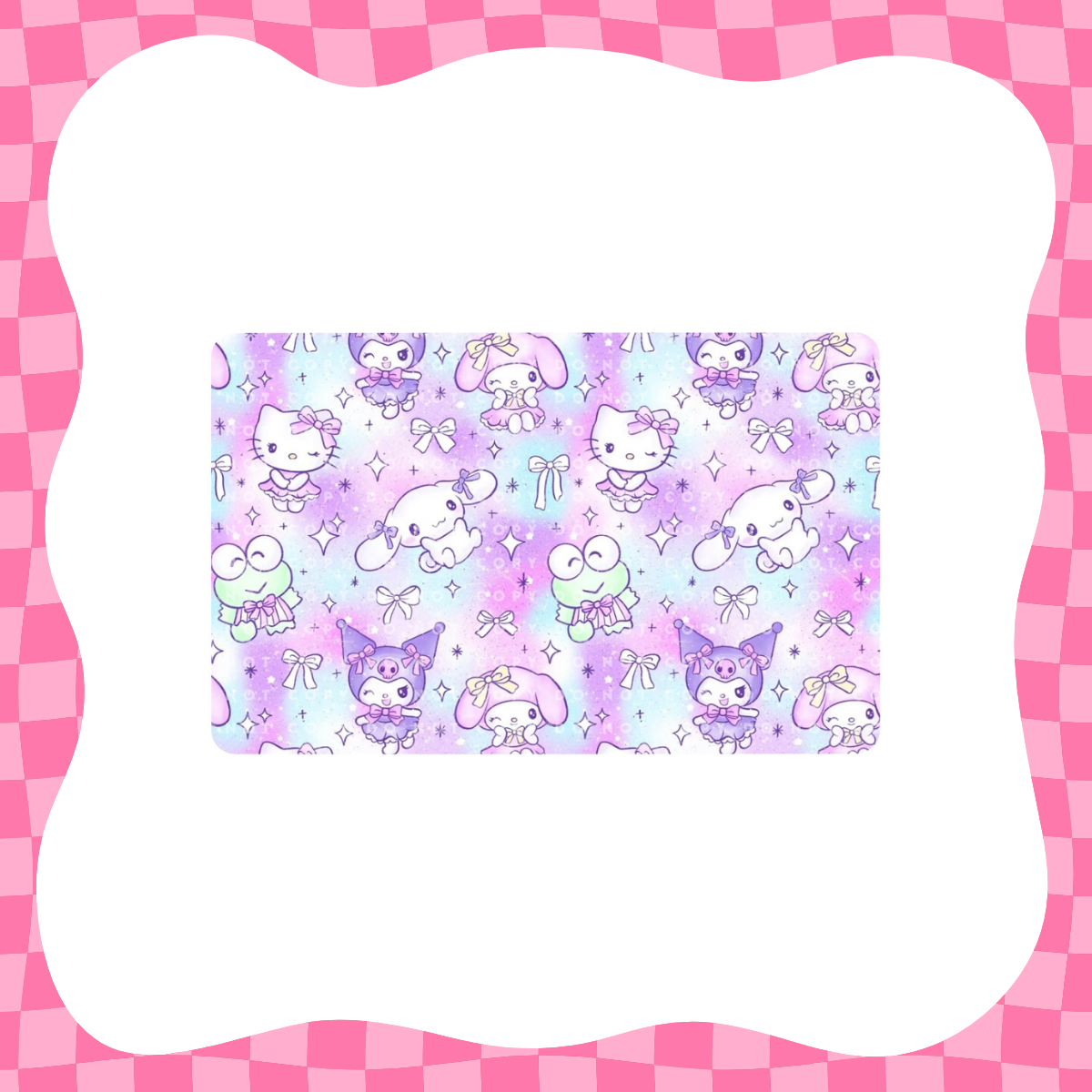 Pink Grid Kawaii Bunny Card Skin