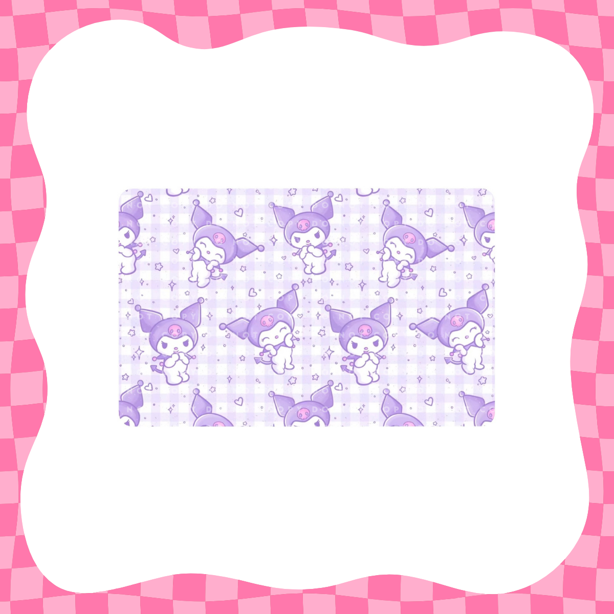 Purple Grid Kawaii Bunny Card Skin