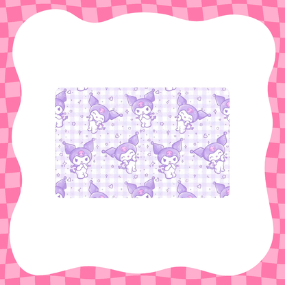 Purple Grid Kawaii Bunny Card Skin