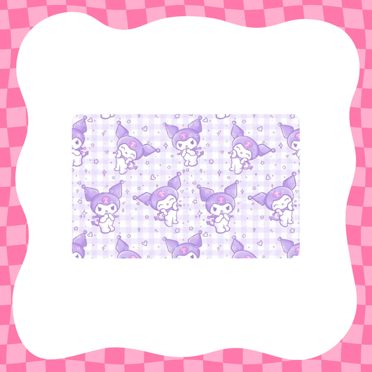 Purple Grid Kawaii Bunny Card Skin