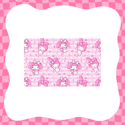 Pink Grid Kawaii Bunny Card Skin