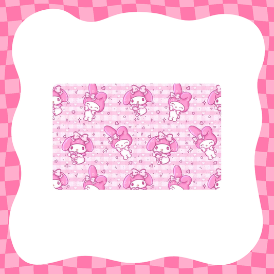 Pink Grid Kawaii Bunny Card Skin